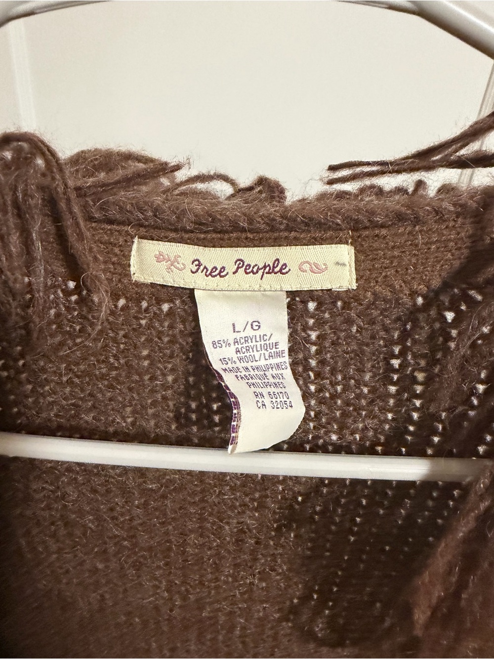 Free people Y2K fringe Brown Knit Open Cardigan Sweater Marykate Ashley Olsen - Picture 2 of 6